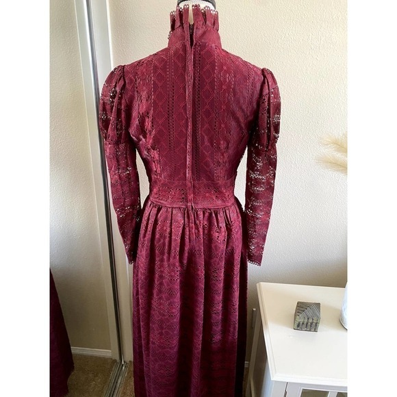 Joy Stevens | Vintage 70s Long Sleeve Lace Maxi Dress | Size: Small (Approx) - Picture 4 of 11